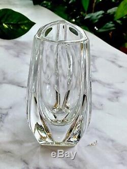 Baccarat French Crystal Bouton d' Or Triangle Vase New Mint Signed Authentic