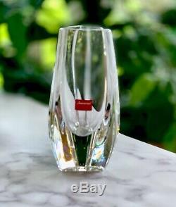 Baccarat French Crystal Bouton d' Or Triangle Vase New Mint Signed Authentic