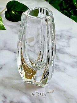 Baccarat French Crystal Bouton d' Or Triangle Vase New Mint Signed Authentic