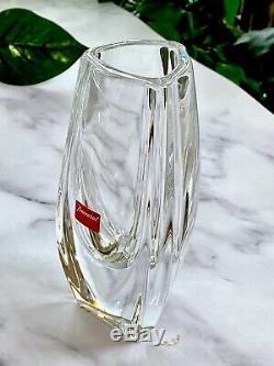 Baccarat French Crystal Bouton d' Or Triangle Vase New Mint Signed Authentic