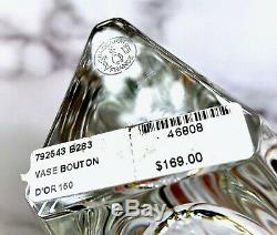 Baccarat French Crystal Bouton d' Or Triangle Vase New Mint Signed Authentic