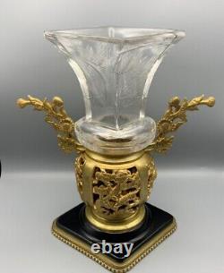 Baccarat French Glass Vase Escalier De Cristal Gu Bronze Ormolu Mount Japonisme