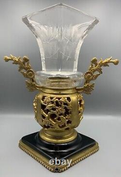 Baccarat French Glass Vase Escalier De Cristal Gu Bronze Ormolu Mount Japonisme