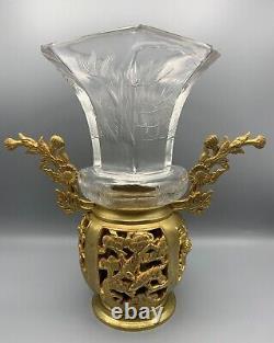 Baccarat French Glass Vase Escalier De Cristal Gu Bronze Ormolu Mount Japonisme