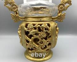 Baccarat French Glass Vase Escalier De Cristal Gu Bronze Ormolu Mount Japonisme