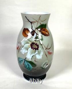 Baccarat French Magnolia Floral Ombré Opaline Glass Vase