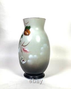 Baccarat French Magnolia Floral Ombré Opaline Glass Vase