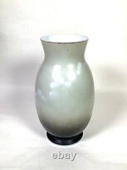 Baccarat French Magnolia Floral Ombré Opaline Glass Vase