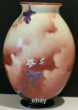 Baccarat French Opaline Vase Japanese Style Bird Perched Flowers, Large 12