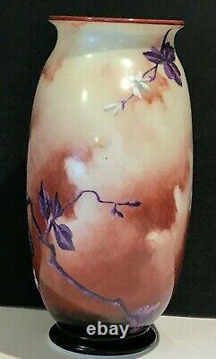 Baccarat French Opaline Vase Japanese Style Bird Perched Flowers, Large 12