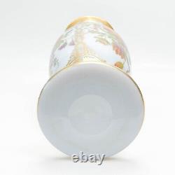 Baccarat French White Opaline Glass Hand Painted Floral Vase, circa 1900