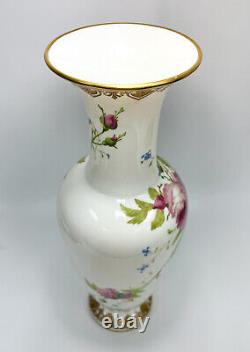 Baccarat French White Opaline Glass Hand Painted Peonies Vase, 1894