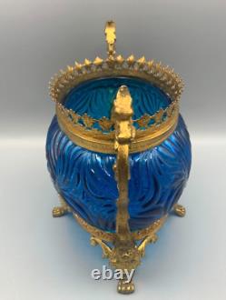 Baccarat Glass Blue Rosaces Centerpiece Bowl Jardiniere Gilt Bronze Mount French