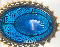 Baccarat Glass Blue Rosaces Centerpiece Bowl Jardiniere Gilt Bronze Mount French