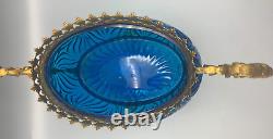 Baccarat Glass Blue Rosaces Centerpiece Bowl Jardiniere Gilt Bronze Mount French