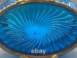 Baccarat Glass Blue Rosaces Centerpiece Bowl Jardiniere Gilt Bronze Mount French