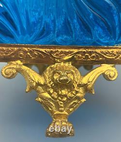 Baccarat Glass Blue Rosaces Centerpiece Bowl Jardiniere Gilt Bronze Mount French