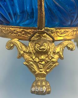 Baccarat Glass Blue Rosaces Centerpiece Bowl Jardiniere Gilt Bronze Mount French