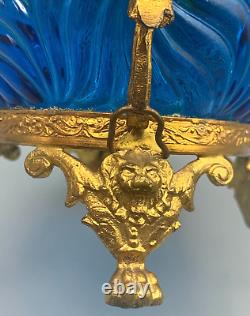 Baccarat Glass Blue Rosaces Centerpiece Bowl Jardiniere Gilt Bronze Mount French