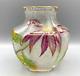 Baccarat Glass Vase Cameo Acid Enameled Poinsettia Houx Holly French Art Nouveau