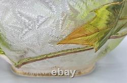 Baccarat Glass Vase Cameo Acid Enameled Poinsettia Houx Holly French Art Nouveau