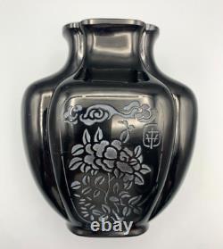 Baccarat Glass Vase Cameo Acid Enameled Poinsettia Houx Holly French Art Nouveau