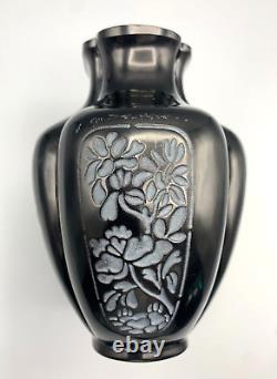 Baccarat Glass Vase Cameo Acid Enameled Poinsettia Houx Holly French Art Nouveau
