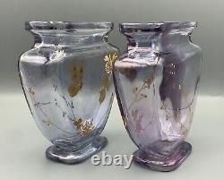 Baccarat Glass Vases Alexandrite L'escalier De Cristal Enameled French Japonisme