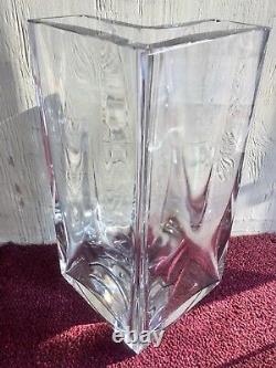Baccarat Large French Crystal Corner Angle Vase 11.5'