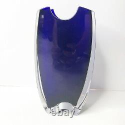 Baccarat Oceanie Tall Crystal Vase Cobalt Blue