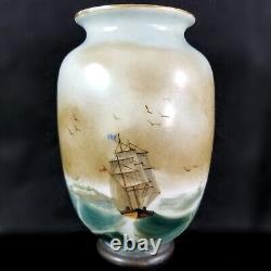 Baccarat Opaline Ship Vase 1880 antique french milk art glass nautical french