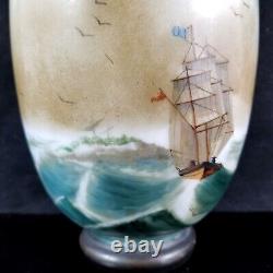 Baccarat Opaline Ship Vase 1880 antique french milk art glass nautical french