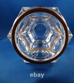 Baccarat Signed French Paule Gold Oval Medallions Paneled Footed Crystal Vase