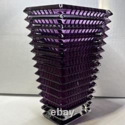 Baccarat Small Rectangular EYE Vase, Amethyst, Exquisite Color