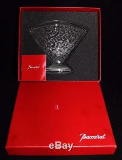 Baccarat Vintage Crystal Art Deco RENDEZVOUS Large Fan Vase, MIB, 6 x 7, COA