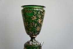 Beautiful 19th Century French Overlay Green Glass Vase