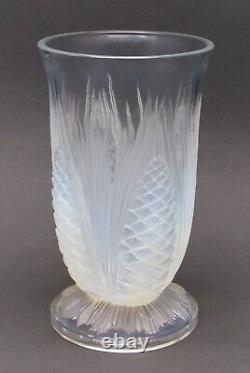 Beautiful Antique Art Deco VERLYS Glass Opalescent Pinecone Vase ca 1930 Signed