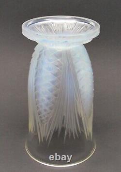 Beautiful Antique Art Deco VERLYS Glass Opalescent Pinecone Vase ca 1930 Signed