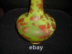 Beautiful Antique Signed French Art Glass Vase 13 Tall