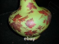 Beautiful Antique Signed French Art Glass Vase 13 Tall