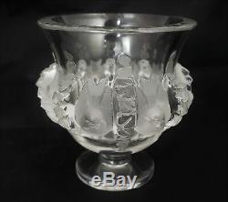 Beautiful Signed Lalique Crystal Dampierre Vase Birds & Vines