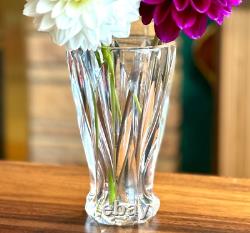 Beautiful Vintage 1960s French SAINT LOUIS 7 Crystal Cut Clear VASE Signed