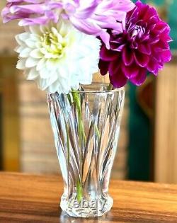 Beautiful Vintage 1960s French SAINT LOUIS 7 Crystal Cut Clear VASE Signed