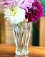 Beautiful Vintage 1960s French SAINT LOUIS 7 Crystal Cut Clear VASE Signed