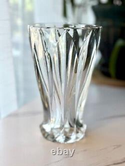 Beautiful Vintage 1960s French SAINT LOUIS 7 Crystal Cut Clear VASE Signed