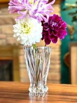 Beautiful Vintage 1960s French SAINT LOUIS 7 Crystal Cut Clear VASE Signed
