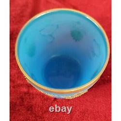 Blue Opaline Glass French Vase and Bowl with Gold Accent Gorgeous Set! CT302