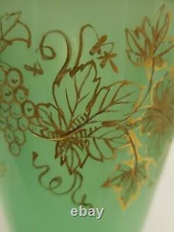 Bohemin Or French Opaline Uranium Gold Gilt Glass Vase Jadeite 1800s