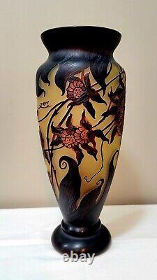 Bombay Cameo Glass Emile Galle Reproduction 14 Vase Art Nouveau Brown Signed
