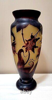 Bombay Cameo Glass Emile Galle Reproduction 14 Vase Art Nouveau Brown Signed